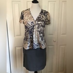 Silk shirt and cotton skirt outfit Sz 4